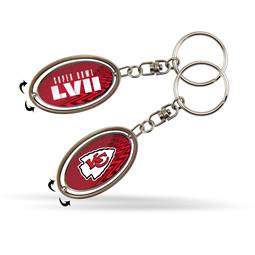 Kansas City Chiefs LVII Super Bowl Bound Metal Spinner Keychain  