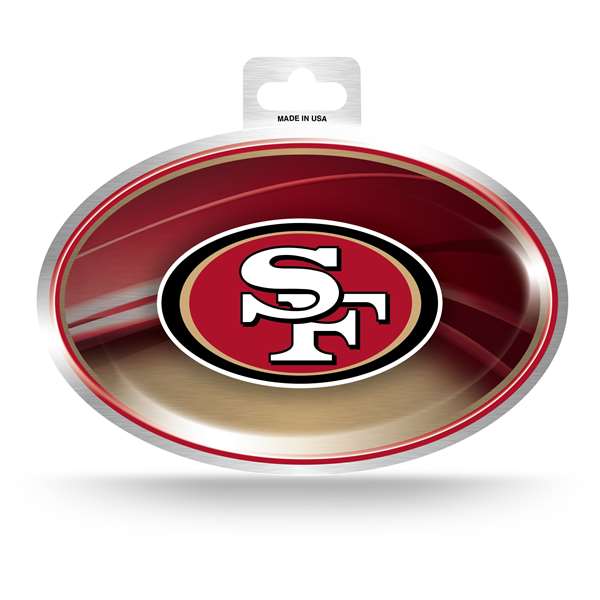 San Francisco 49ers OVM Metallic Oval Sticker 
