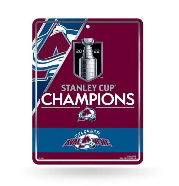 Colorado Hockey Avalanche 2022 Stanley Cup Champions Metal Parking Sign  