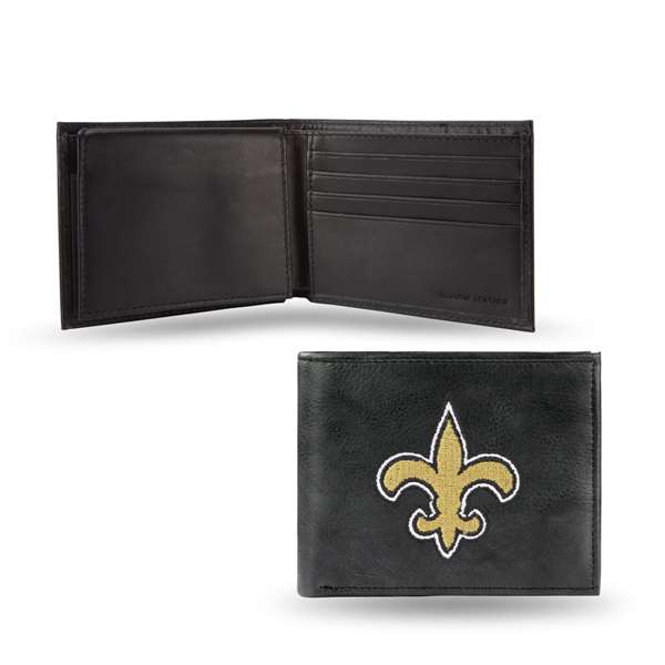 New Orleans Saints  Embroidered Genuine Leather Billfold Wallet 3.25" x 4.25" - Slim    