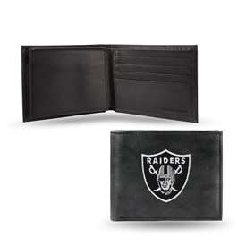 Las Vegas Raiders  Embroidered Genuine Leather Billfold Wallet 3.25" x 4.25" - Slim    