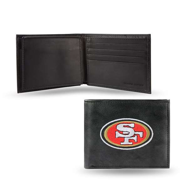 San Francisco 49ers  Embroidered Genuine Leather Billfold Wallet 3.25" x 4.25" - Slim    