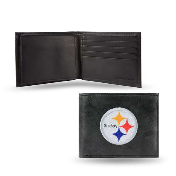 Pittsburgh Steelers  Embroidered Genuine Leather Billfold Wallet 3.25" x 4.25" - Slim    