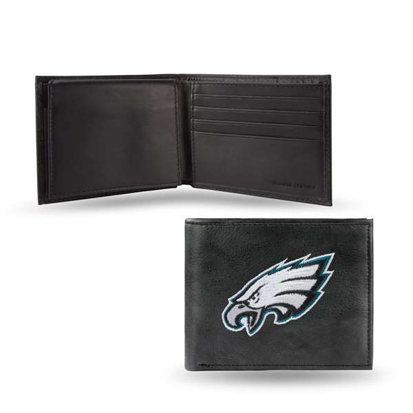 Philadelphia Eagles  Embroidered Genuine Leather Billfold Wallet 3.25" x 4.25" - Slim    