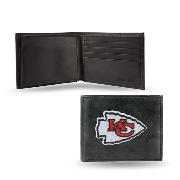 Kansas City Chiefs  Embroidered Genuine Leather Billfold Wallet 3.25" x 4.25" - Slim    