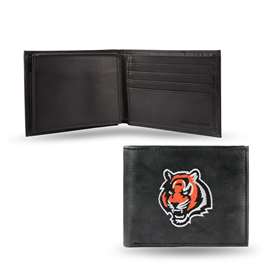 Cincinnati Bengals  Embroidered Genuine Leather Billfold Wallet 3.25" x 4.25" - Slim    