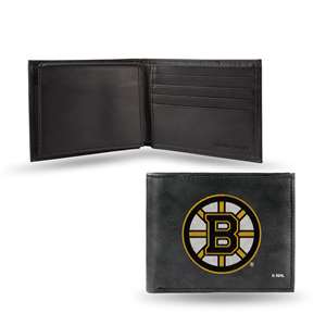Boston Bruins  Embroidered Genuine Leather Billfold Wallet 3.25" x 4.25" - Slim    