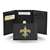 New Orleans Saints  Embroidered Genuine Leather Tri-fold Wallet 3.25" x 4.25" - Slim    