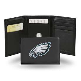 Philadelphia Eagles  Embroidered Genuine Leather Tri-fold Wallet 3.25" x 4.25" - Slim    
