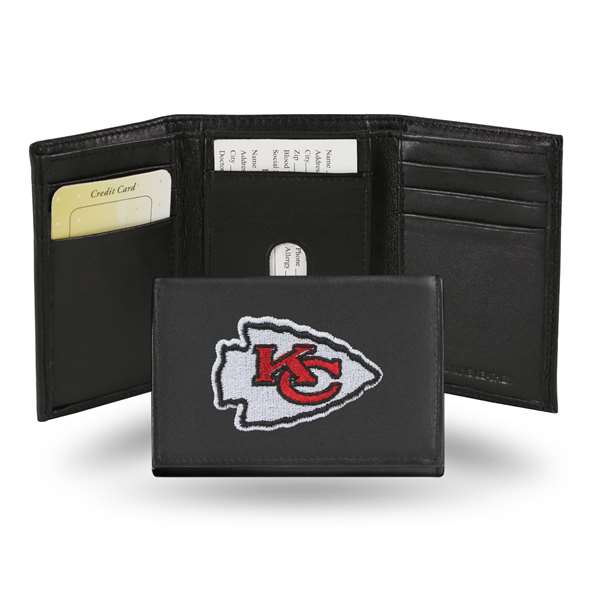 Kansas City Chiefs  Embroidered Genuine Leather Tri-fold Wallet 3.25" x 4.25" - Slim    