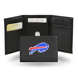 Buffalo Bills  Embroidered Genuine Leather Tri-fold Wallet 3.25" x 4.25" - Slim    