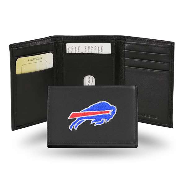Buffalo Bills  Embroidered Genuine Leather Tri-fold Wallet 3.25" x 4.25" - Slim    