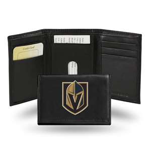 Vegas Golden Knights  Embroidered Genuine Leather Tri-fold Wallet 3.25" x 4.25" - Slim    