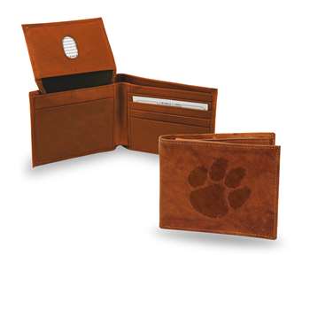 Clemson Tigers  Genuine Leather Billfold Wallet - 3.25" x 4.25" - Slim Style    