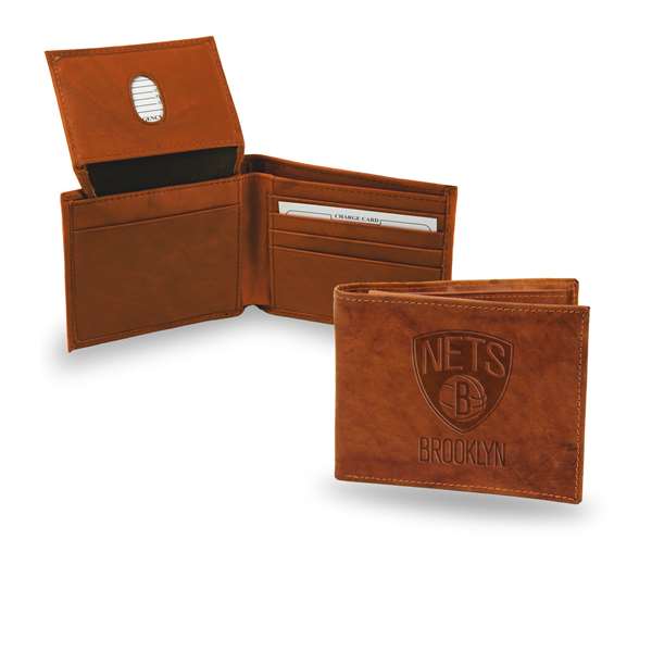 Brooklyn Nets  Genuine Leather Billfold Wallet - 3.25" x 4.25" - Slim Style    