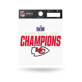 Kansas City Chiefs Super Bowl LVIII Champions Small Static Sticker Decal 