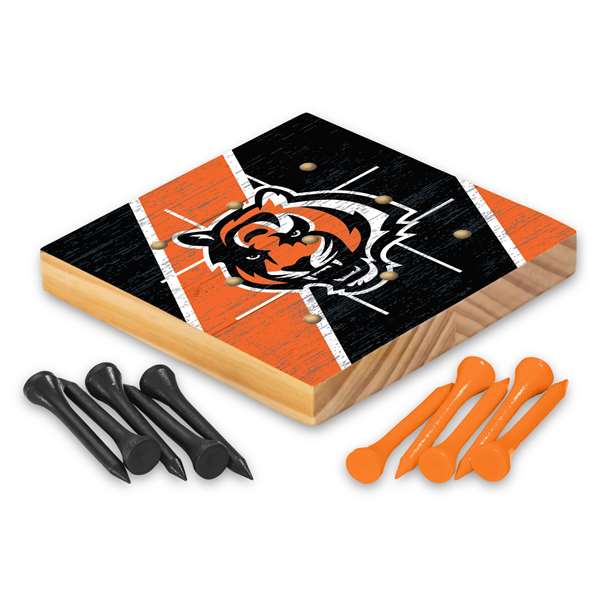 Cincinnati Bengals  4.25" x 4.25" Wooden Travel Sized Tic Tac Toe Game - Toy Peg Games - Family Fun    