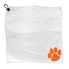 Clemson Tigers Microfiber Golf Towel - 15" x 15" (White)  