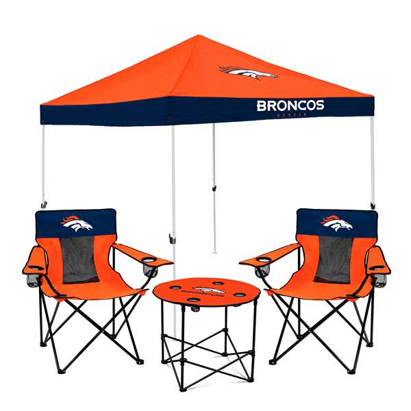 Denver Broncos Canopy Tailgate Bundle - Set Includes 9X9 Canopy, 2 Chairs and 1 Side Table       