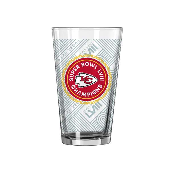 Kansas City Chiefs 16oz Super Bowl LVIII Champions Roster Pint Glass   