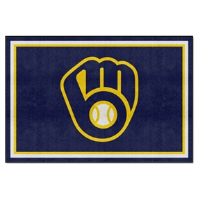 Milwaukee Brewers 5x8 Rug MB Baseball Glove Logo