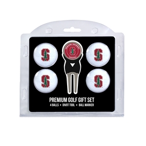 Stanford Cardinal Golf 4 Ball, Divot Tool and Ball Marker Gift Set  