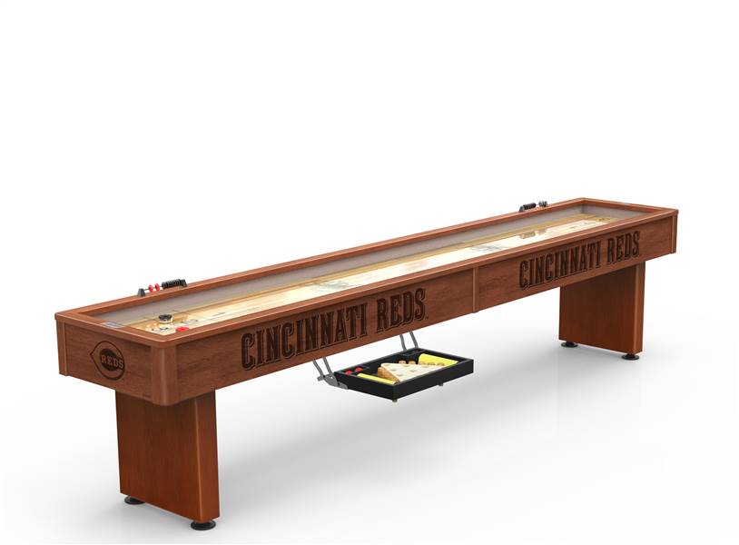 Cincinnati Reds 12ft Shuffleboard Table Chardonnay Finish