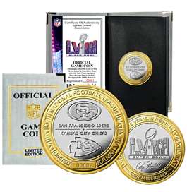 Super Bowl LVIII 58 Official Game Flip Coin - Gold and Silver 2-Tone San Francisco 49ers vs Kansas City Chiefs  