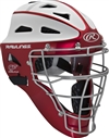 Rawlings VELO Softball Protective Hockey Style Catcher's Helmet Adult Scarlet/White
