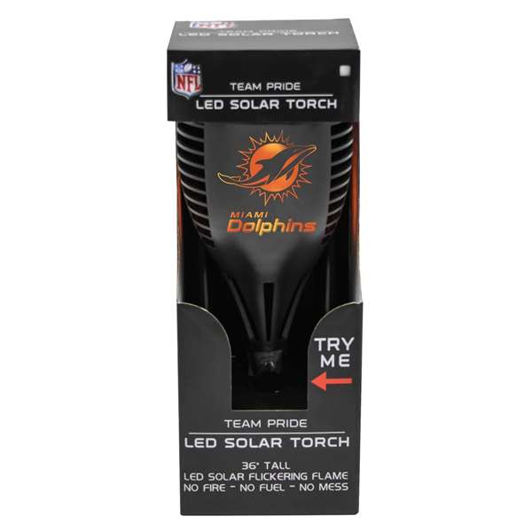 Miami Dolphins Solar Powered LED Torch Light for Patio, Deck & Yard  