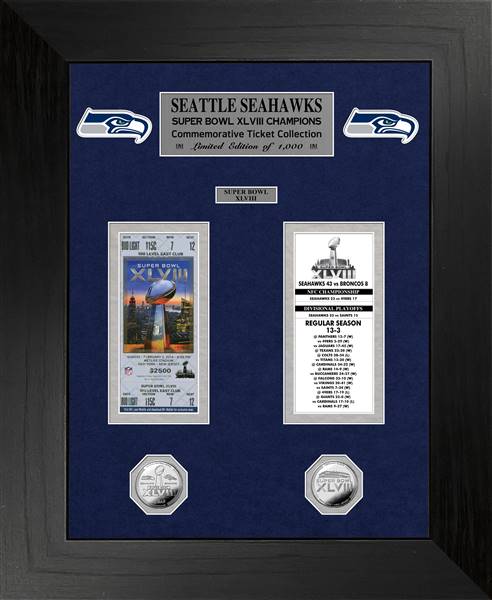 Seattle Seahawks Super Bowl Champions Deluxe Silver Coin & Ticket Collection  
