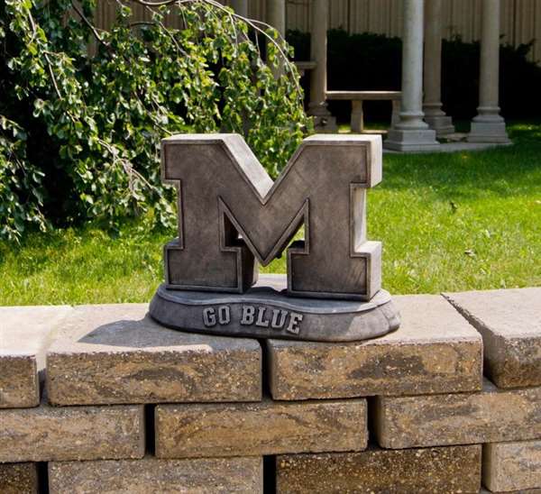 Michigan Wolverines Block M Vintage Finish Stone Mascot