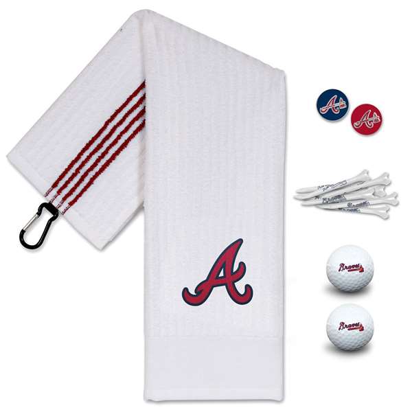 Atlanta Braves Golf Gift Set - Towel-Golf Balls-Tees-Marker