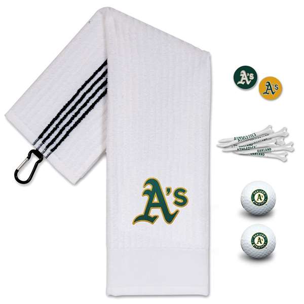 Oakland Athletics A's Golf Gift Set - Towel-Golf Balls-Tees-Marker
