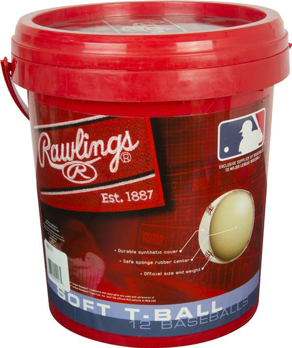 Rawlings 1 Gallon T-Ball Baseball / Bucket Combo - (1 Dozen Balls)