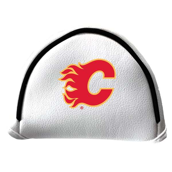 Calgary Flames Putter Cover - Mallet (White) - Printed Red