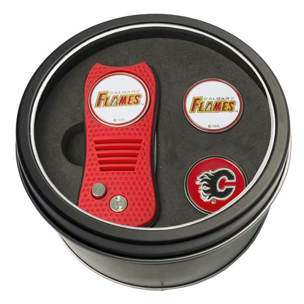 Calgary Flames Golf Tin Set - Switchblade, 2 Markers 13359   