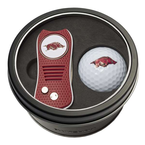 Arkansas Razorbacks Golf Tin Set - Switchblade, Golf Ball   