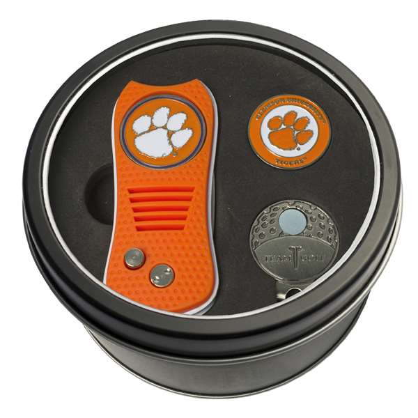 Clemson University Tigers Golf Tin Set - Switchblade, Cap Clip, Marker 20657   