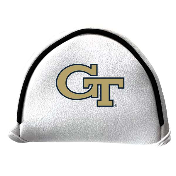 Georgia Tech Yellow Jackets Putter Cover - Mallet (White) - Printed Navy