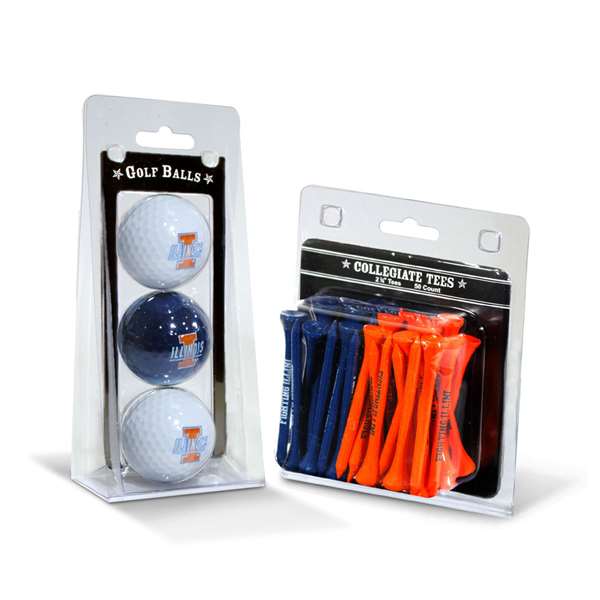 Illinois Fighting Illini 3 Ball Pack and 50 Tee Pack