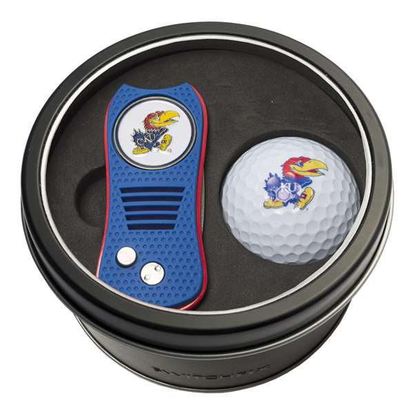 Kansas Jayhawks Golf Tin Set - Switchblade, Golf Ball   