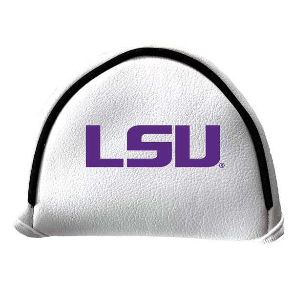 LSU Tigers Louisiana State Putter Cover - Mallet (White) - Printed Purple