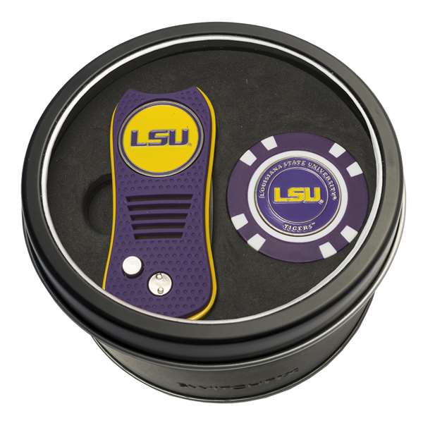 LSU Louisiana State University Tigers Golf Tin Set - Switchblade, Golf Chip   