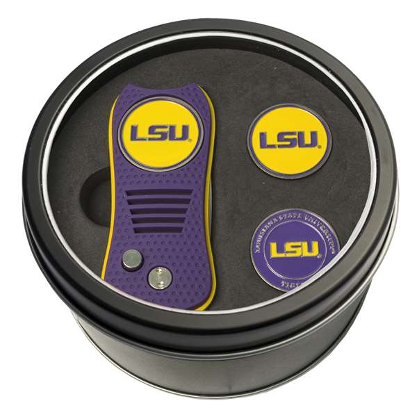 LSU Louisiana State University Tigers Golf Tin Set - Switchblade, 2 Markers 22059   