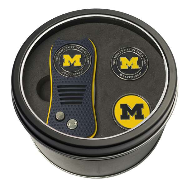 Michigan Wolverines Golf Tin Set - Switchblade, 2 Markers 22259   