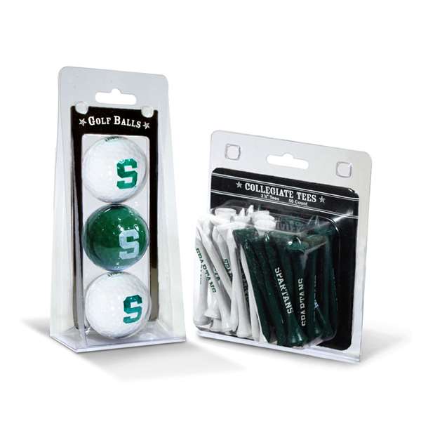 Michigan State Spartans  3 Golf Balls And 50 Golf Tees