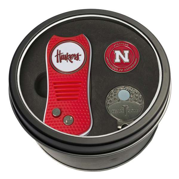 Nebraska Corn Huskers Golf Tin Set - Switchblade, Cap Clip, Marker 22457   