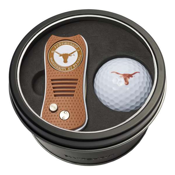 Texas Longhorns Golf Tin Set - Switchblade, Golf Ball   