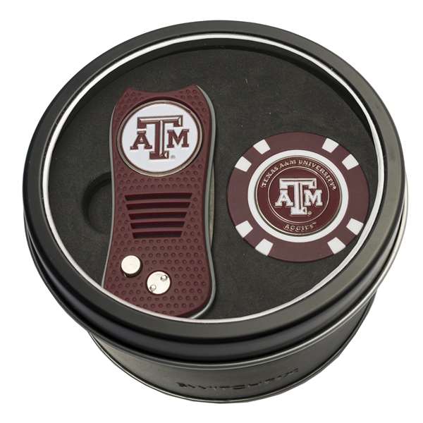 Texas A&M Aggies Golf Tin Set - Switchblade, Golf Chip   